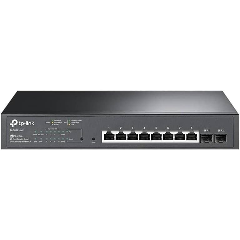 TP-Link TL-SG2210MP Jetstream 10 Port Gigabit Smart Managed 8 PoE+ Ports 150W 2 SFP Slots Support Omada SDN PoE Recovery IPv6 Static Routing