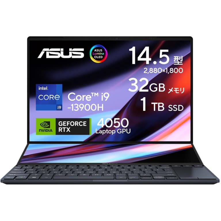 ASUS NEW Zenbook Pro 14 Duo OLED 14 UX8402VU Intel 13th Gen Core i9 14-Cores Dual Monitor Touch Screen w/ Nvidia RTX 4050 - Tech Black