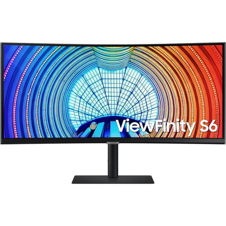 Samsung 34" ViewFinity S6 UWQHD 4K Curved UltraWide 100Hz HDR10 FreeSync Built-in KVM w/ Adjustable Stand & Speakers & USB C - Black