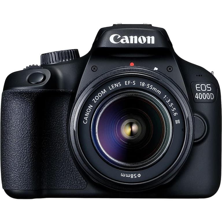 Canon EOS 4000D 18 MP DSLR Camera w/ EF-S 18-55 mm f/3.5-5.6 III Lens 2.7in LCD 230k Dots Wi-Fi SD/SDHC/SDXC Memory Card Slot - Black