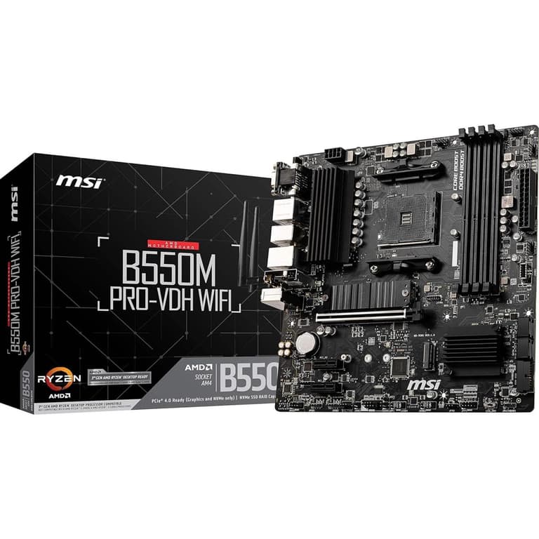 MSI Pro B550M PRO-VDH WiFi AMD Ryzen 5000 AM4 DDR4 PCIe 4.0 2x M.2 Wi-Fi & Bluetooth Mainboard