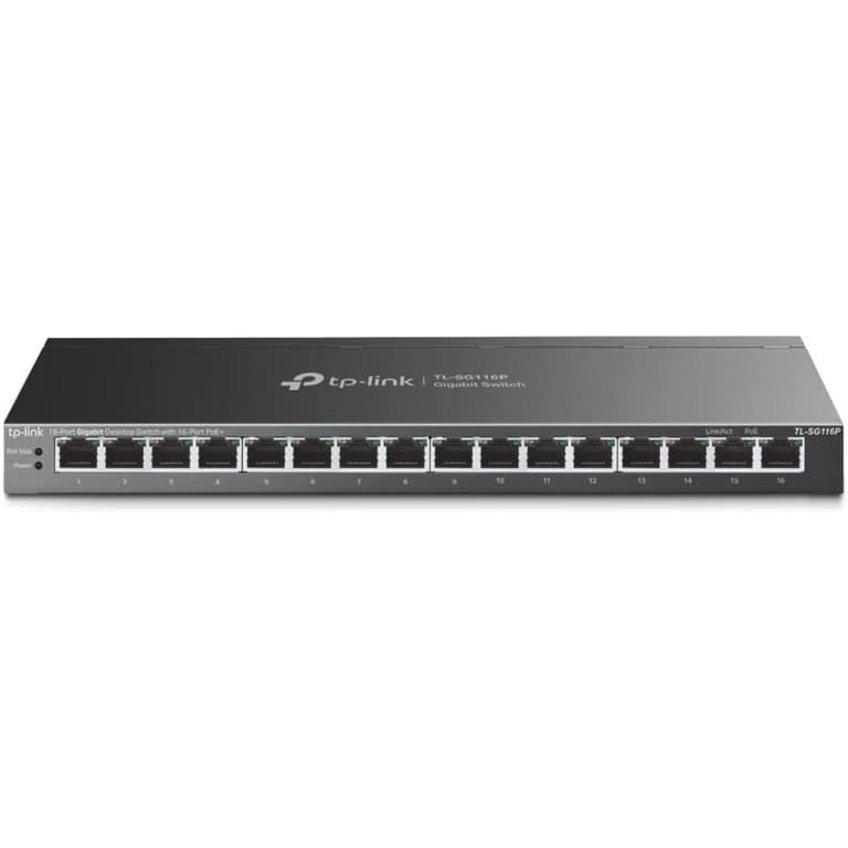 TP-Link TL-SG116P 16 Port Gigabit PoE Switch 16 PoE+ Ports 120W Priority & Isolation Mode PoE Auto Recovery Fanless
