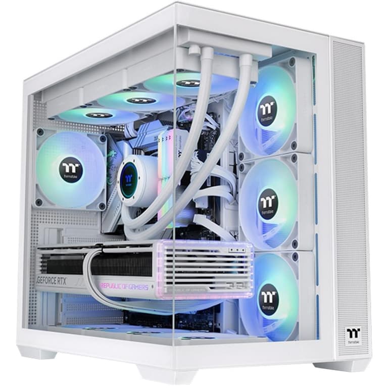 Thermaltake View 380 TG ATX 4x120mm ARGB Fans Supports Hidden-Connector Motherboard Front & Side Dual Tempered Glass Panel - White