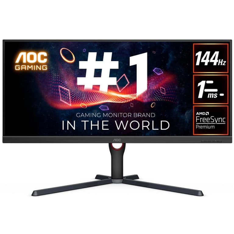 AOC U34G3XM 34" Ultrawide QHD 2K 144Hz 1ms sRGB 121% FreeSync Premium Height Adjust Low Input Lag w/2x HDMI 2.0 & DisplayPort