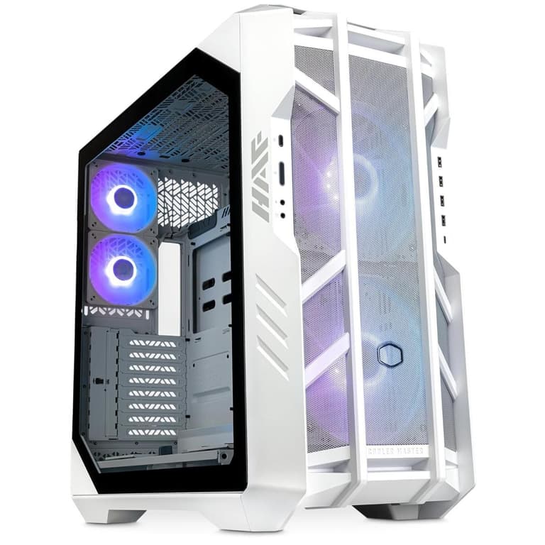 Cooler Master HAF 700 High Airflow Case Mesh Front Panel Dual 200mm Sickleflow ARGB Fans w/ USB Type C - White