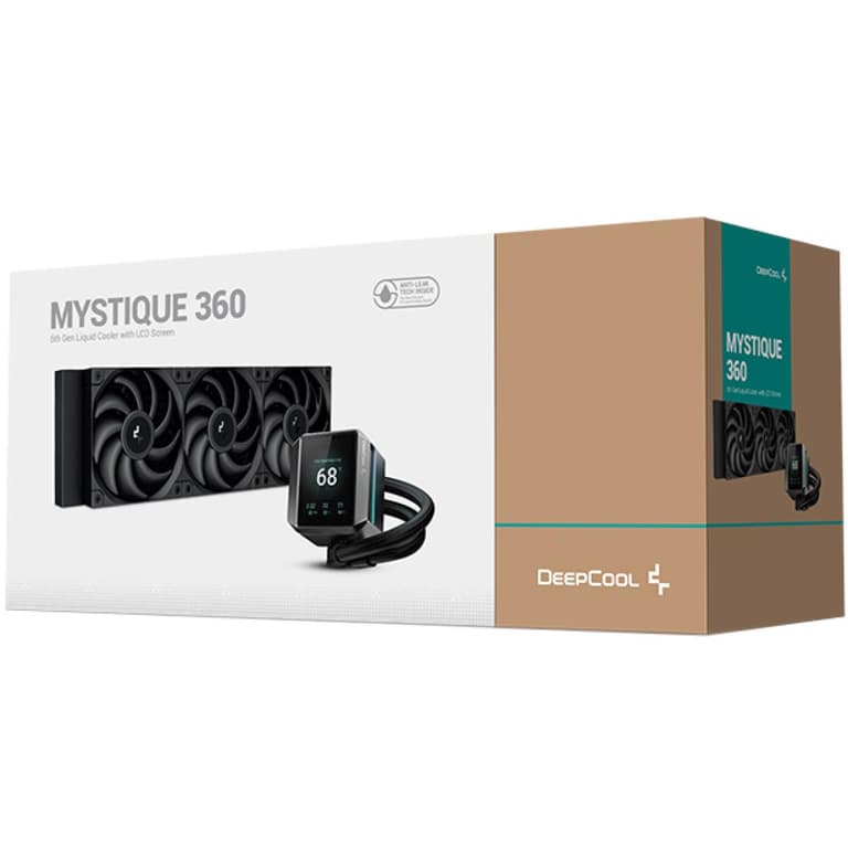 DeepCool MYSTIQUE 360 LCD Liquid Cooler 360mm 5th Gen Pump 3400RPM 2.8" 640x480 TFT LCD Screen 2150 RPM Fan Speed 72.45 CFM Fan Airflow