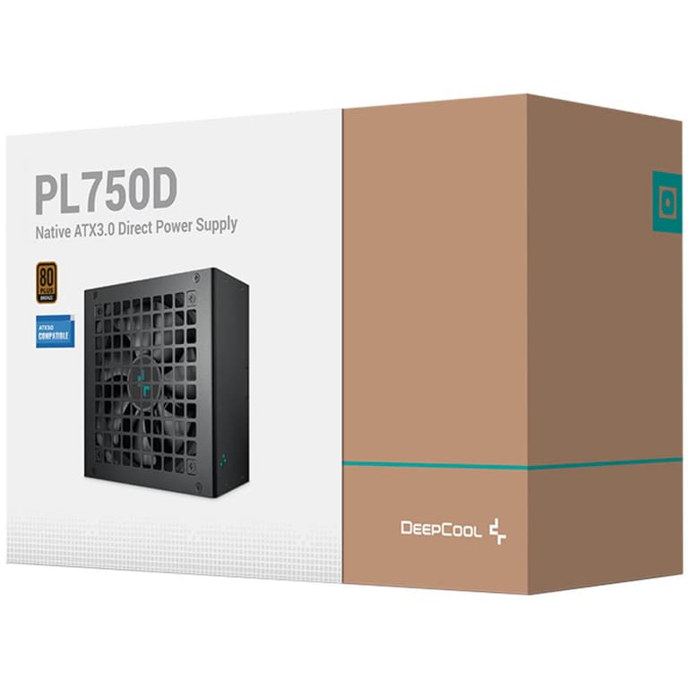 Deepcool PL750D 80 PLUS Bronze 750w Non-Modular ATX12V V3.0 Hydro Bearing 120mm Fan Active PFC + DC to DC - Black