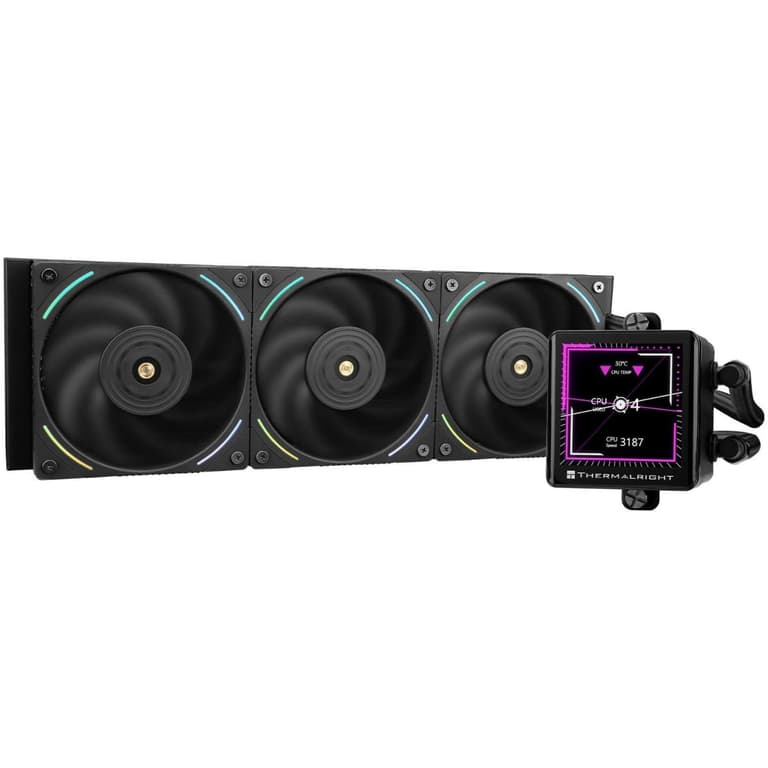 Thermalright Frozen Vision 360 Liquid Cooler with 3x 12cm PWM Fan 2.88" Square Image IPS LCD Display For AMD/Intel - Black