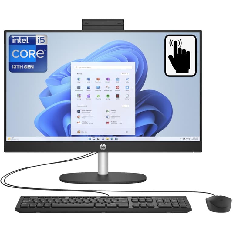 HP All-in-One 24-cr0028ne PC (2023) NEW 13Gen Intel Core i5 10-Cores w/ 24" IPS Full HD 99% sRGB Touch Display - Black
