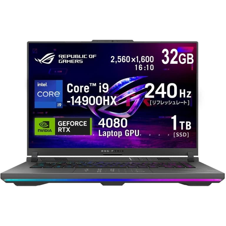 ASUS NEW ROG Strix G16 (2024) G614JZR 14Gen Intel Core i9 14900HX 24-Cores w/ Nvidia RTX 4080 12GB DDR6 & 2.5K IPS 240Hz Display - Eclipse Grey