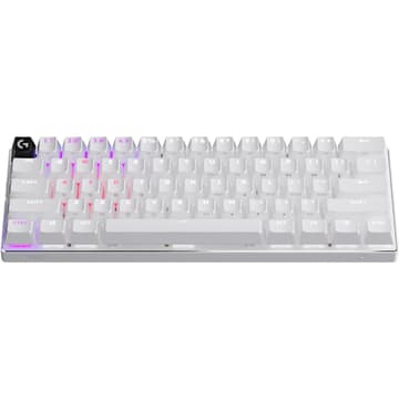 Logitech G PRO X 60 LIGHTSPEED Wireless Ultra Compact TKL 60% Mechanical LIGHTSYNC RGB Dual-Shot PBT Keycaps GX Optical Tactile Switches - White