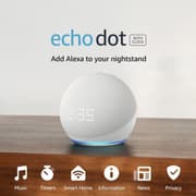 Amazon Echo Dot NEW (5th Gen, 2022 release) With Clock Bigger Vibrant Sound Helpful Routines & Alexa - Glacier White product image
