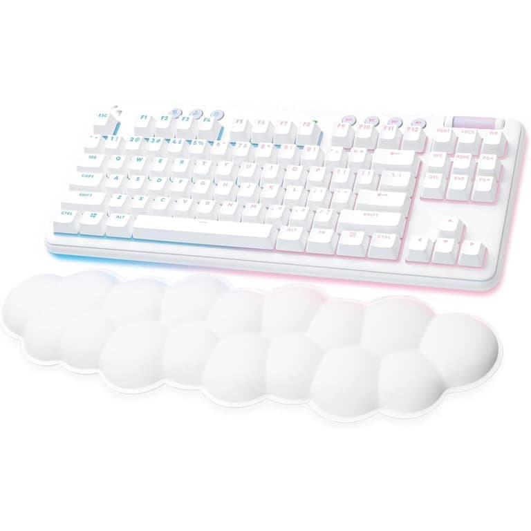 Logitech G715 Wireless Mechanical LIGHTSYNC RGB LIGHTSPEED Linear Switches (GX Red) & Keyboard Palm Rest PC/Mac Compatible - White Mist