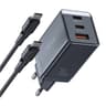 Mcdodo CH-1543 GaN wall charger, 2x USB-C, 1x USB, 67W + USB-C to USB-C cable (black) product thumbnail 1