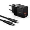 Mcdodo CH-1952 USB + USB-C wall charger, 20W + USB-C to Lightning cable (black) product thumbnail 1
