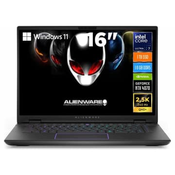 Dell Alienware m16 R2 (2024) NEW Intel Core Ultra 7 AI Boost NPU 16-Core Alienware Cryo-tech™ Thermal Technology w/ Nvidia RTX 4070 8GB & 2.5K IPS 240Hz Display