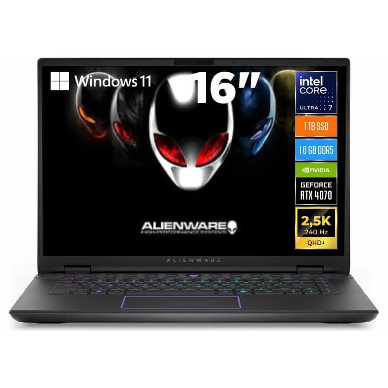 Dell Alienware m16 R2 (2024) NEW Intel Core Ultra 7 AI Boost NPU 16-Core Alienware Cryo-tech™ Thermal Technology w/ Nvidia RTX 4070 8GB & 2.5K IPS 240Hz Display