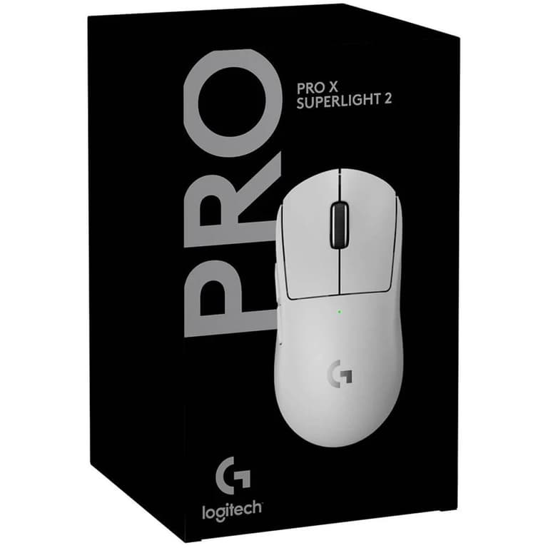 Logitech G PRO X SUPERLIGHT 2 LIGHTSPEED Wireless 4K Polling Lightweight LIGHTFORCE Hybrid Switches HERO 2 Sensor 32,000 DPI USB-C Charging, PC & Mac - White