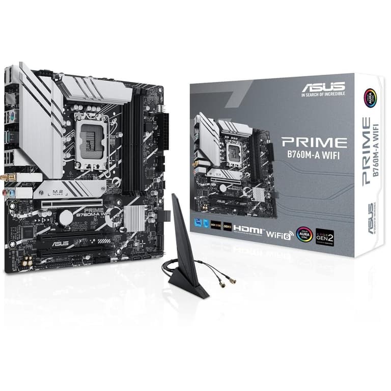 ASUS Prime B760M-A WiFi 6 DDR5 Intel LGA 1700 PCIe 4.0 2x M.2 Slots 2.5Gb Ethernet Rear USB 3.2 Gen 2 Front USB 3.2 Gen 1 Type-C