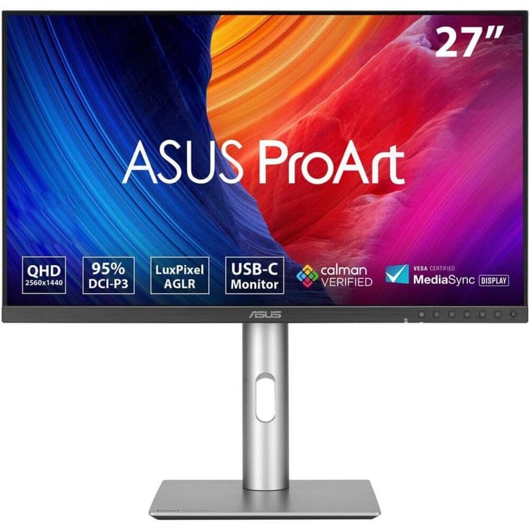 ASUS ProArt PA278CFRV Professional 27” IPS QHD 2K 100Hz HDR400 95% DCI-P3 LuxPixel AGLR Color Accuracy ΔE < 2 Calman Verified w/ Adjustable Stand & USB-C PD 96W