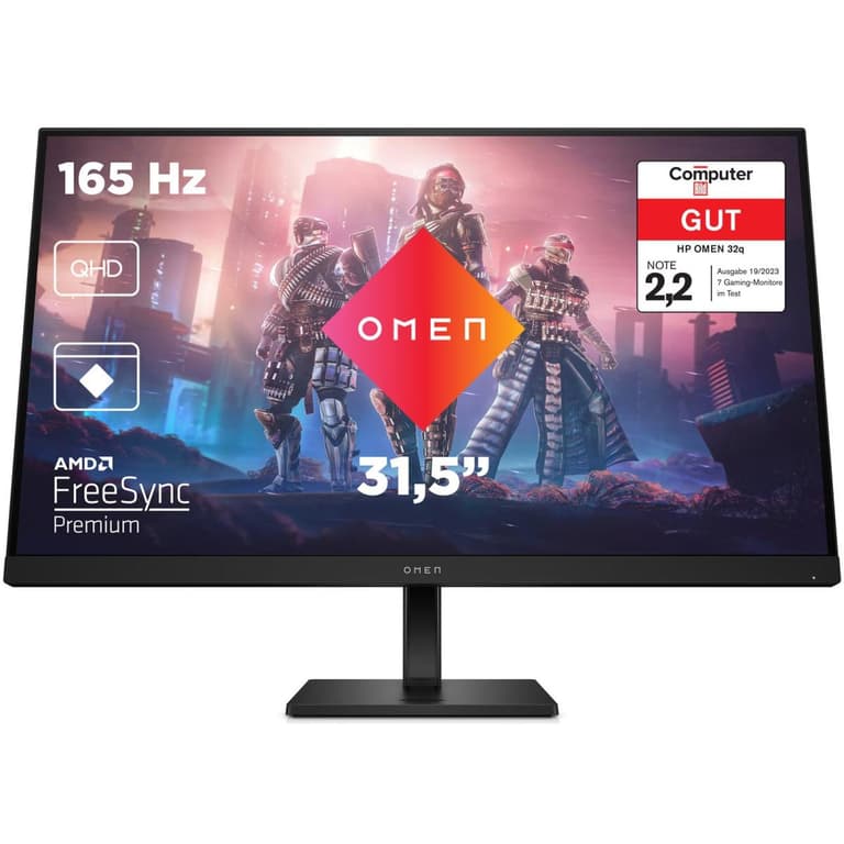 OMEN by HP 32q Fast IPS 2K 165Hz 1ms HDR 400nits sRGB 99% DCI-P3 95% AMD FreeSync™ Premium Fully Adjustable Stand w/ 2x HDMI 2.0 & DisplayPort