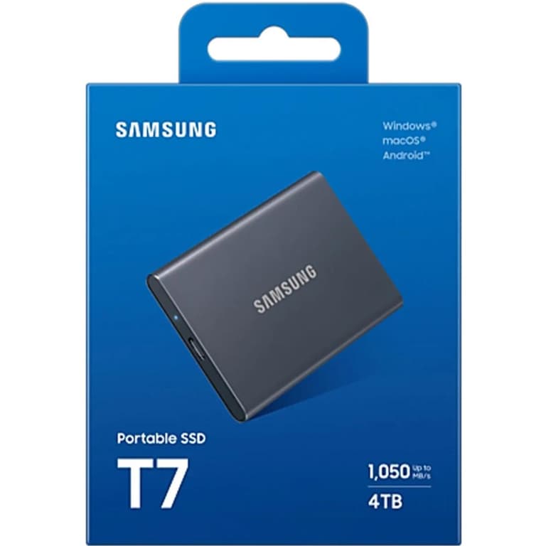 SAMSUNG T7 Portable SSD 4TB External SSD Speeds Up to 1,050MB/s USB 3.2 Gen 2 For Gaming, Students, Professionals - Gray