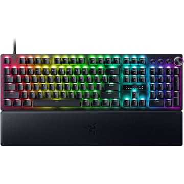 Razer Huntsman V3 Pro Esports Analog Optical Switches Razer Snap Tap Rapid Trigger Adjustable Actuation Media Keys & Dial Doubleshot PBT Keycaps Wrist Rest - Black