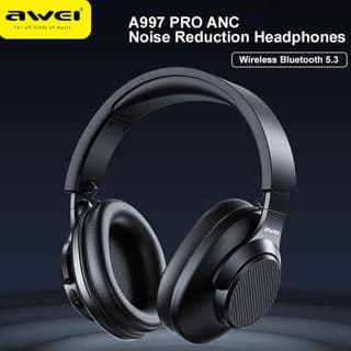 Awei A997 Pro Active Noise Reduction Wire & Wireless Bluetooth 5.3 Headphones with Microphone up to 24 Hours Play Time - Black