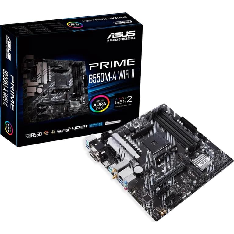 ASUS Prime B550M-A WiFi II WIFI 6 AMD B550 Micro ATX Motherboard 2x M.2 PCIe 4.0 HDMI 2.1 RGB Header