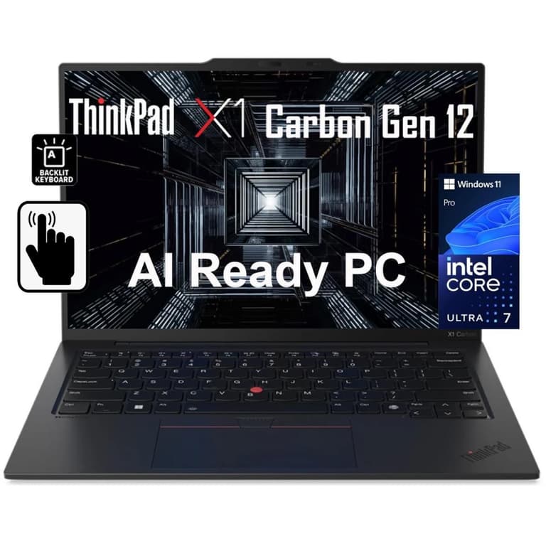 Lenovo ThinkPad X1 Carbon Gen 12 (2024) Intel Core Ultra 7 165U vPro 12-Cores w/ Intel® AI Boost NPU & Carbon Fiber Magnesium Chassis & Touch Screen - Black