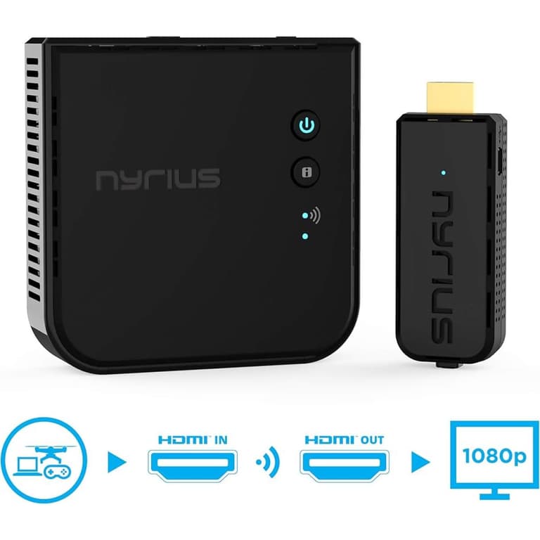 Aries Prime Wireless Video HDMI Transmitter & Receiver for Streaming HD 1080p 3D Video & Digital Audio from Laptop, PC, Cable, Netflix, YouTube, PS to HDTV/Projector
