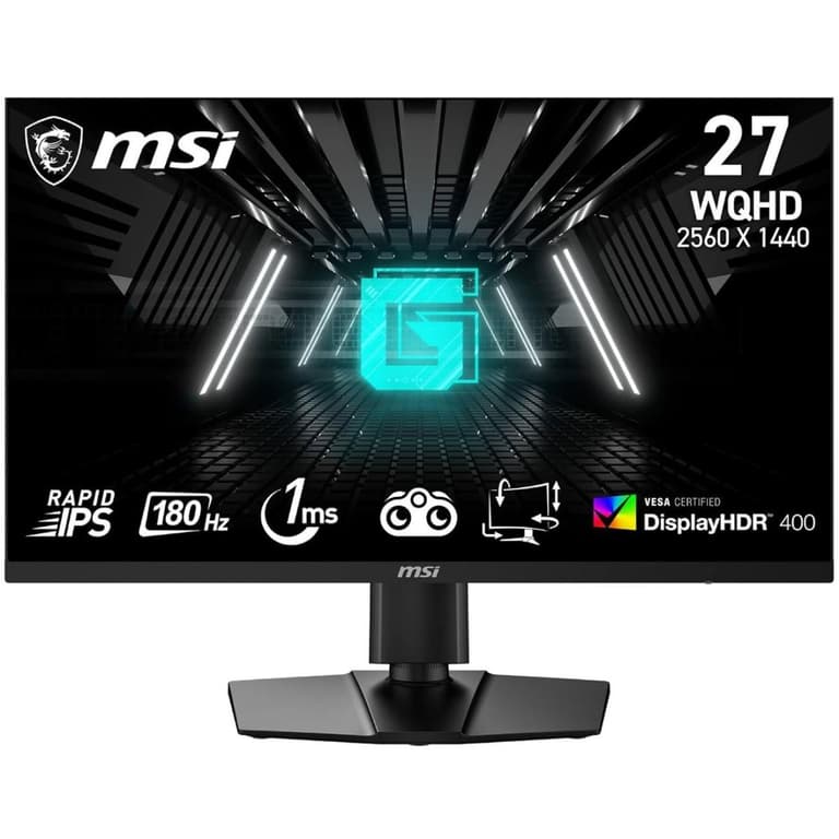 MSI G274QPF E2 27" Rapid IPS 2K 180Hz 1ms HDR 400 Adaptive-Sync Adjustable Stand w/ 2x HDMI & DisplayPort & USB C - Black