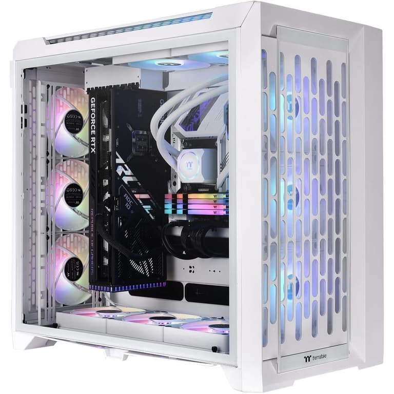 Thermaltake CTE C750 TG Full Tower Centralized Thermal Efficiency Design 3x140mm White CT140 Fans Pre-Installed Tempered Glass Side Panel & Front Panel - White