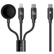 Mcdodo CA-4940 3 in 1 Charging Cable USB Type-C to Type-C + Lighting Series PD + Apple Watch Wireless Charger, 1.2m - Black product image