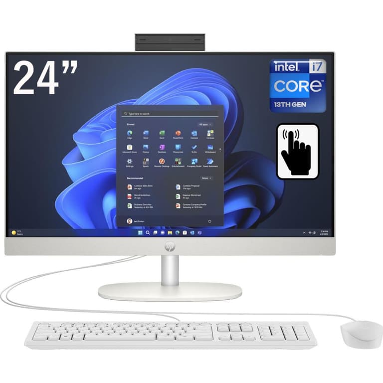 HP All-in-One 24-cr0024ne PC (2023) NEW 13Gen Intel Core i7 10-Cores w/ 24" IPS Full HD 99% sRGB Touch Display - White