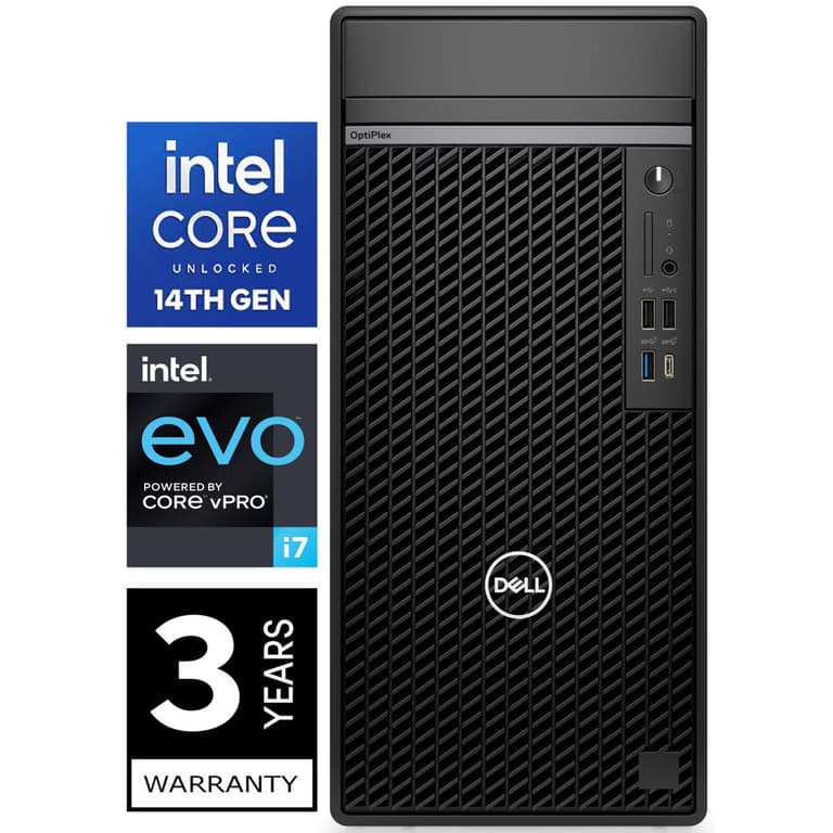 Dell OptiPlex Plus 7020 (2024) 14Gen Intel Core i7 vPro 20-Cores Tower w/ DDR5 Memory & 3 Years Warranty - Black