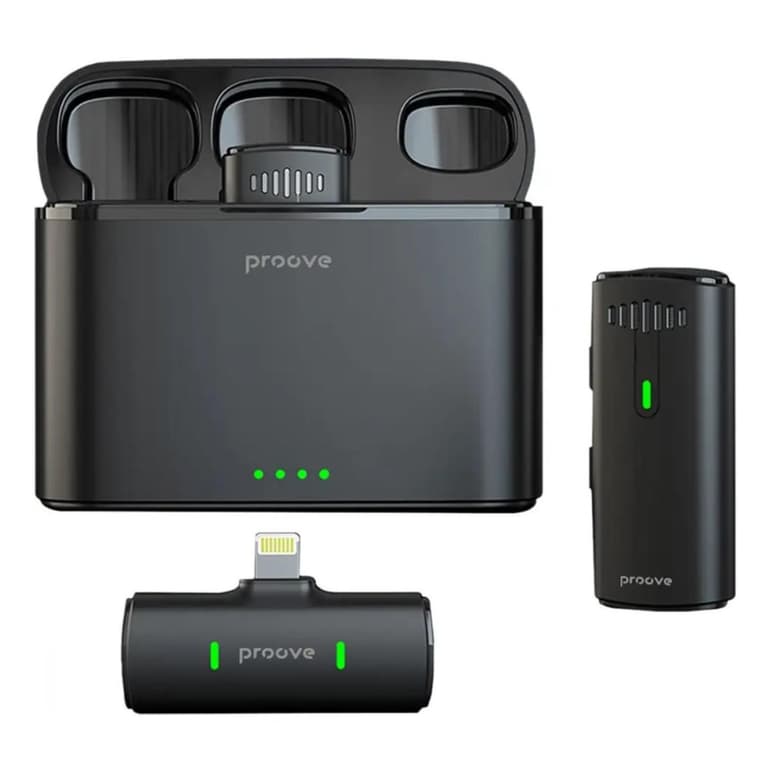 Proove Demo Wireless Microphone Microphone Charging Case Mic Portable Audio Video Recording for iPhone Android Live Gaming Mic
