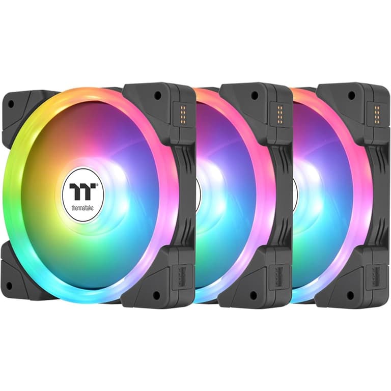 Thermaltake SWAFAN EX 12 ARGB PC Cooling Fan 3x Fan Pack up to 2000 RPM Magnetic Connection Reversable Blades Sync with MB RGB Software - Black