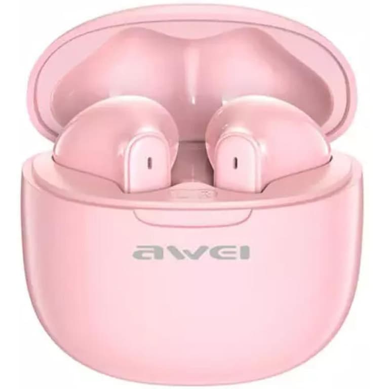 Awei T68 ENC Bluetooth Earphone IPX6 Waterproof Wireless bluetooth Headset HiFi Bass Sport bluetooth Earbuds Gamer TWS Headphones - Pink
