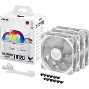 ASUS TUF Gaming TR120 ARGB Fan 3Pin Double-Layer LED 2000rpm 3.3mm H2O 77.4 CFM 16 Individually Addressable RGB LEDs 3 Pack - White product image