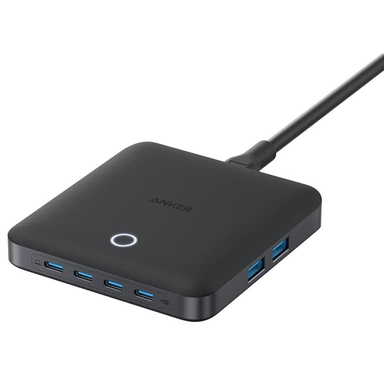 Anker Nano Charging Station, 130W Fast Charging, 6-Port Slim USB C Charger with 4 USB C, 2 USB A Ports, Compact, for iPhone 17, iPad, MacBook, Pixel, Galaxy, Home, Office and Travel - Black