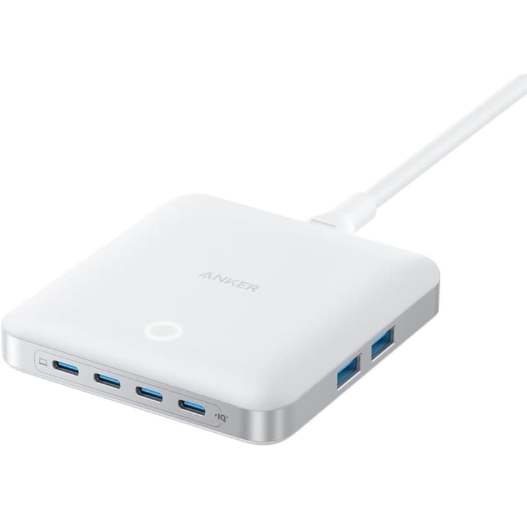 Anker Nano Charging Station, 130W Fast Charging, 6-Port Slim USB C Charger with 4 USB C, 2 USB A Ports, Compact, for iPhone 17, iPad, MacBook, Pixel, Galaxy, Home, Office and Travel - White