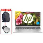 HP Laptop 15-fd0269ne (2024) NEW 13th Gen Intel Core i3 6-Cores Slim Design w/ Backlit Keyboard Bundle ((HP BackPack + HP Z3700 Mouse)) - Silver product image