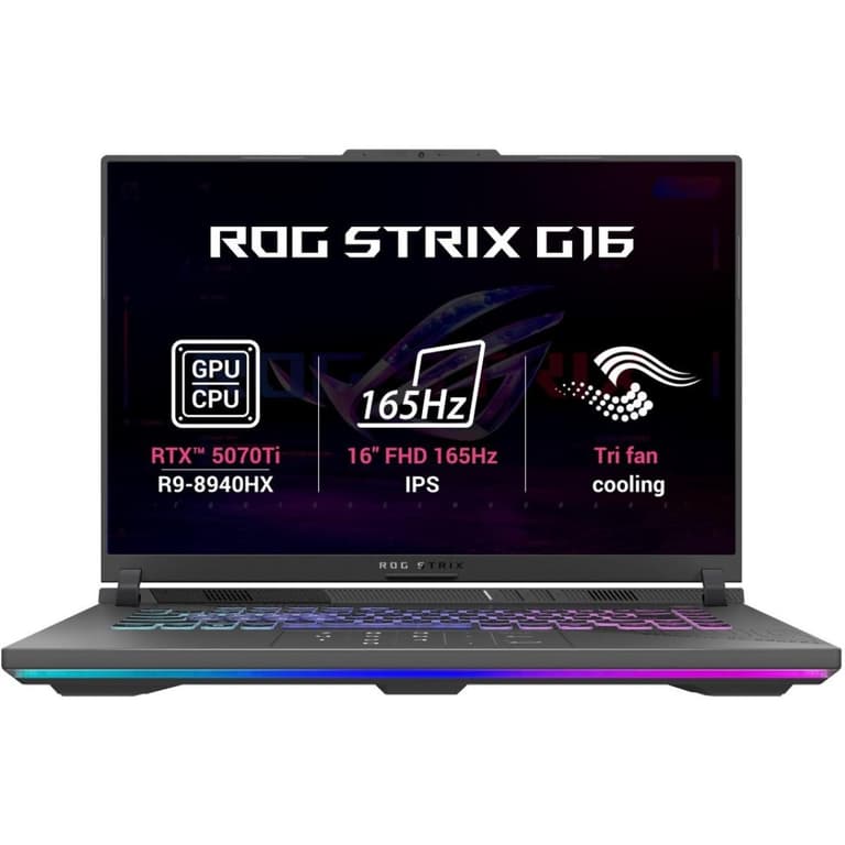 ASUS ROG Strix G16 (2025) G614PR NEW 9Gen AMD Ryzen™ 9 8940HX 16-Cores w/ Nvidia RTX 5070 TI 12GB DDR7 & 16" IPS 165Hz Display - Eclipse Gray