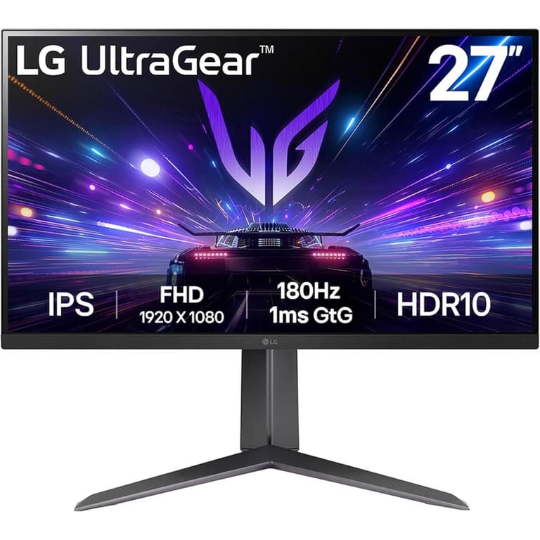 LG 27GS65F UltraGear 27" IPS Full HD 180Hz Refresh Rate, 1ms (GtG) Response Time, HDR 10 AMD FreeSync & NVIDIA G-Sync Technology Adjustable Stand , Black