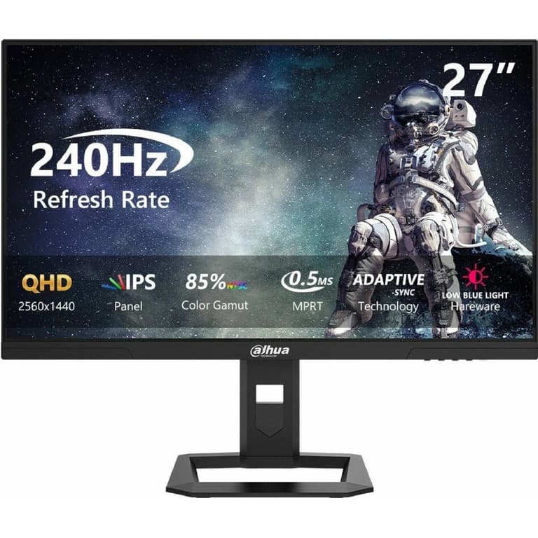 Dahua LM27-E341A 27" IPS QHD 2K 240Hz 0.5ms 95% DCI-P3 Adaptive Sync Adjustable Stand w/ 2x HDMI, 2x DisplayPort - Black