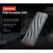 Lenovo PS8 1TB Portable SSD Fast Data up to 1050 MB/S Pocket-Sized External SSD Stylish Metal Body USB 3.2 Gen 2 , Grey product image