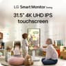 LG 32U889SA Smart Monitor Swing 32" IPS 4K UHD HDR10 Touchscreen on a Fully Adjustable Wheeled Base , webOS, Built-in Speaker, HDMI, USB Type-C, Tilt/Height/Swivel/Pivot Stand, White product thumbnail 1