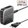 TOOCKI 67W 4-Port USB PD Charger 2USB-A+2USB-C PD QC3.0 PPS Fast Charging Desktop Charging Station EU Plug with 1.5M AC Cable for iPhone 16 16 Pro 15 14 13 Pro Max for Huawei Mate XT for Xiaomi 15 pro - Black product thumbnail 1