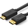 UGREEN 4K UHD DP to HDMI Cable, Audio Video Sync, Support 4K 3D Vision, Stable Single Transfer, 2.25Gbps Bandwidth, 3.0 Meter Length, Black product thumbnail 1